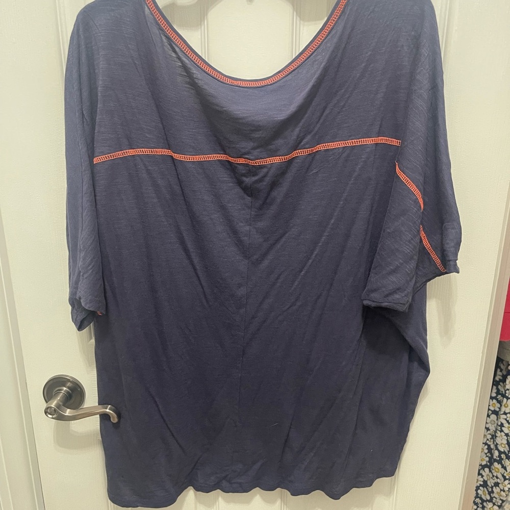 White Birch Boxy Blue shortSleeve Blouse - Picture 6 of 11